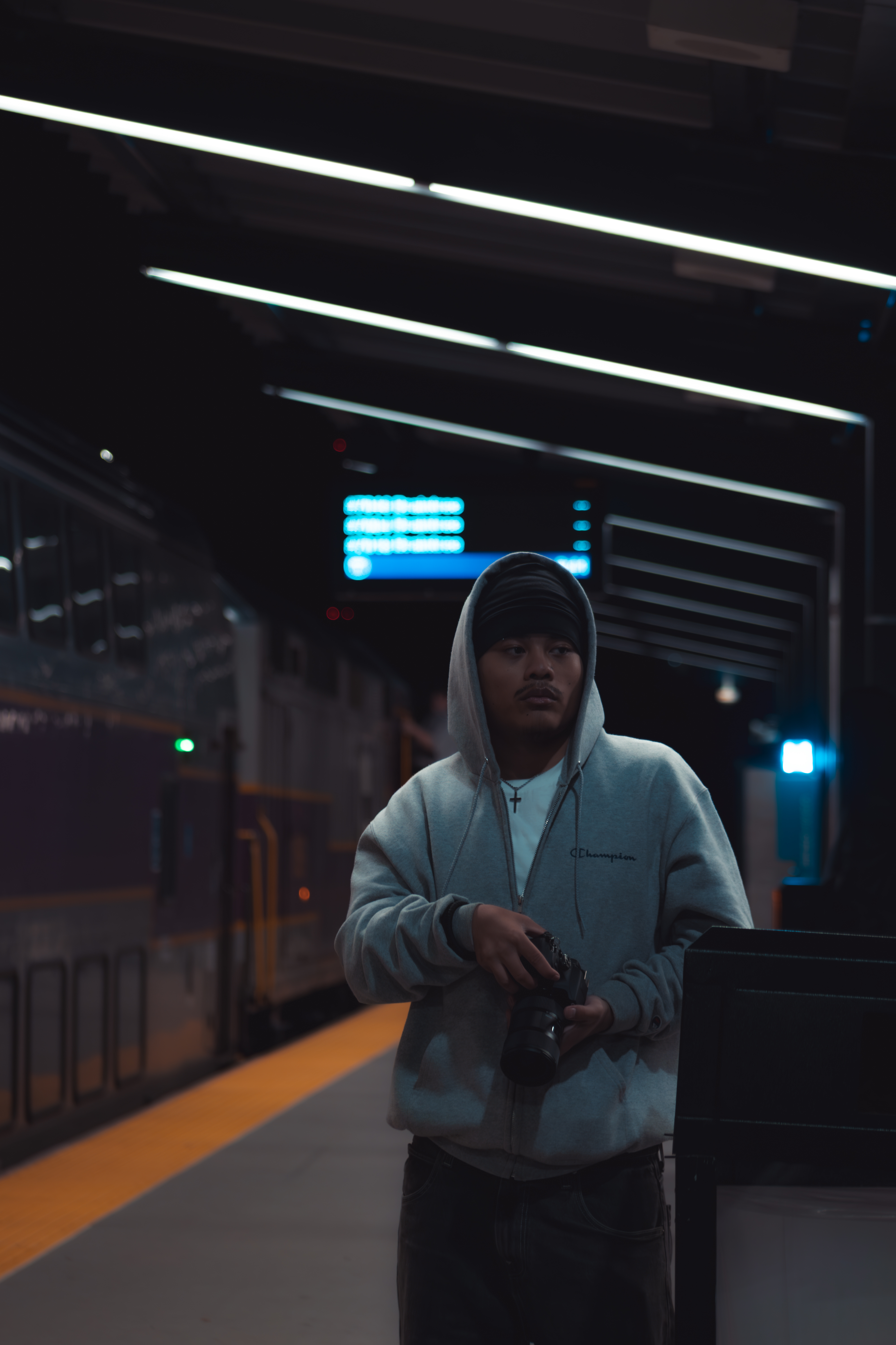 Cinematic night portrait